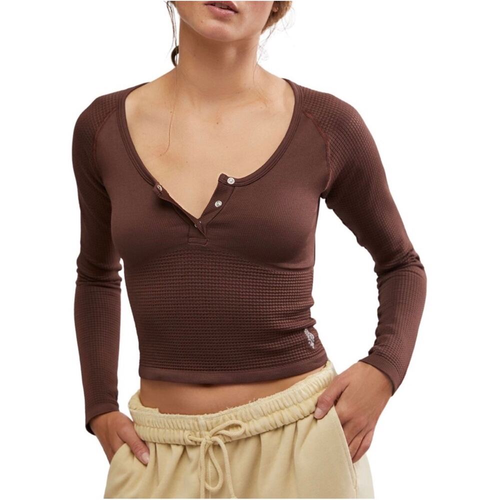 NWT Free People FP Movement Bail Out Long Sleeve Tee Cocoa Brown XS / Small